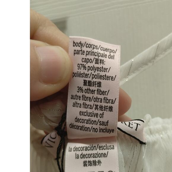 Victoria's Secret NWT Size Large White Metallic Thin Strap Ruffle Nightie Top - Picture 7 of 9